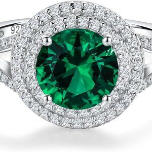 Birthstone Rings for Women 925 Sterling Silver Created Gemstone Cubic Zirconia R